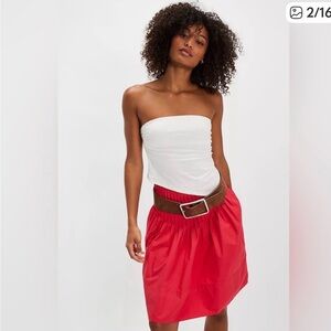 Free People Peyton Pintuck skirt in coral. NWOT. Size 10